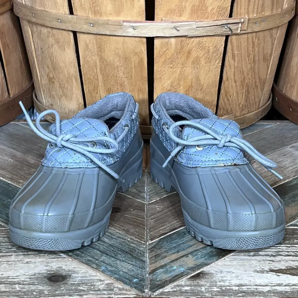 Sperry Heron Seal Low Gray Quilted Leather Waterproof Duck Shoes Women Size 6.5